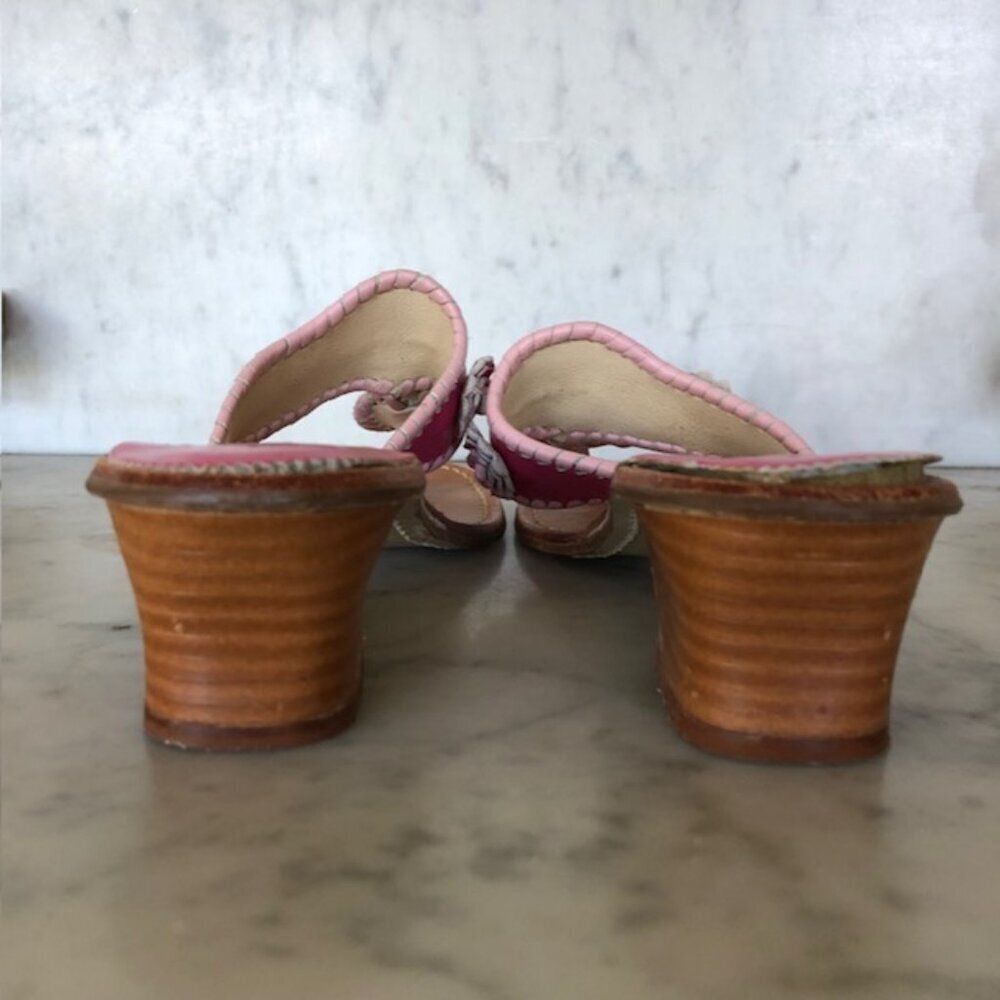 Jack Rogers Pink Floral Leather Heeled Sandals - Picture 12 of 15